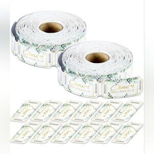 2 Rolls 1000 Pcs Drink Ticket Wedding, Raffle, Party (Greenery)